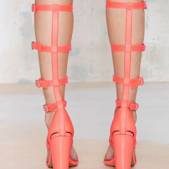 NEW Steve Madden orange neon knee high JELLY gladiator sandal 10 - Picture 8 of 17